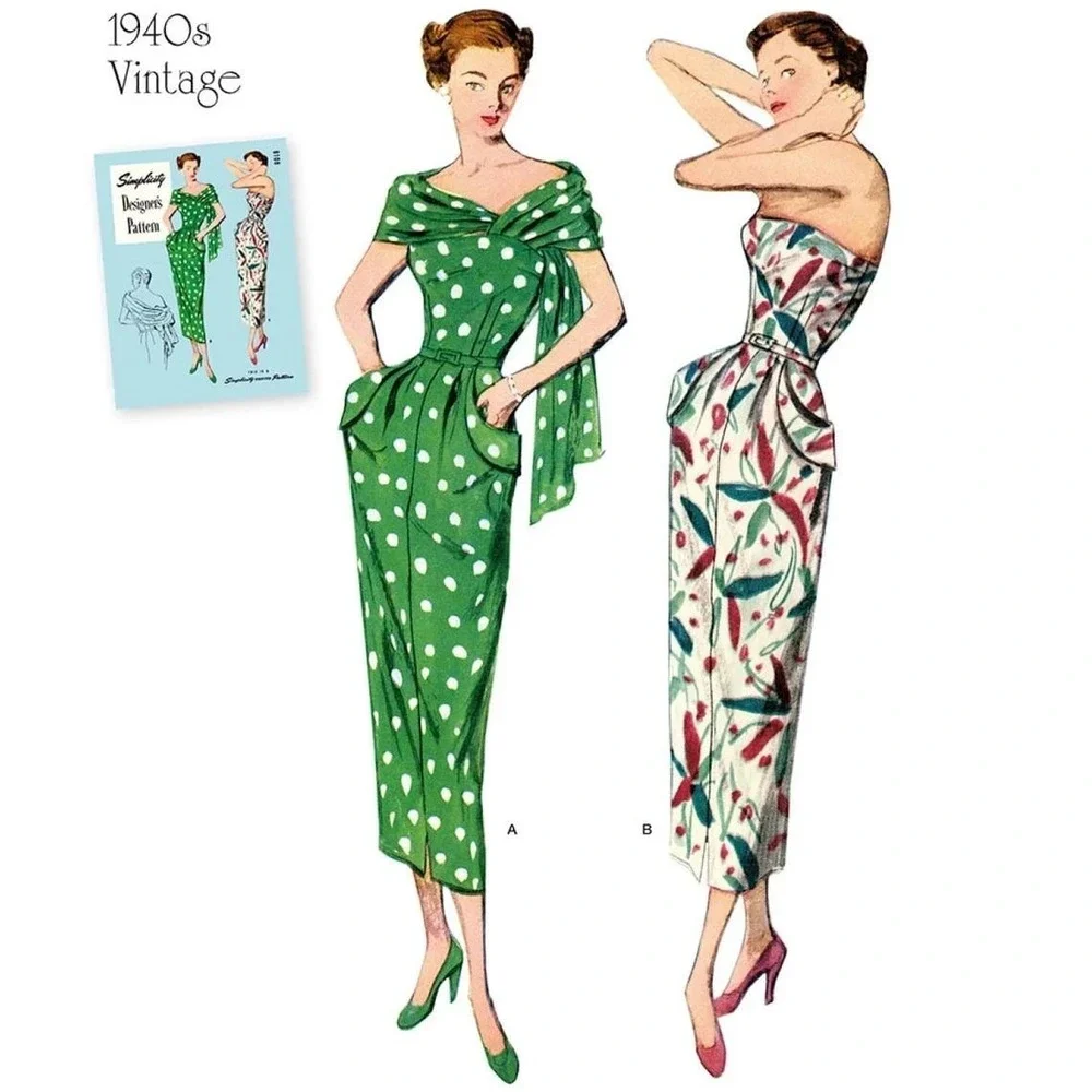 Sewing Pattern S8876‎ Misses Dress Stole Elegant Retro Sizes 20W-28W